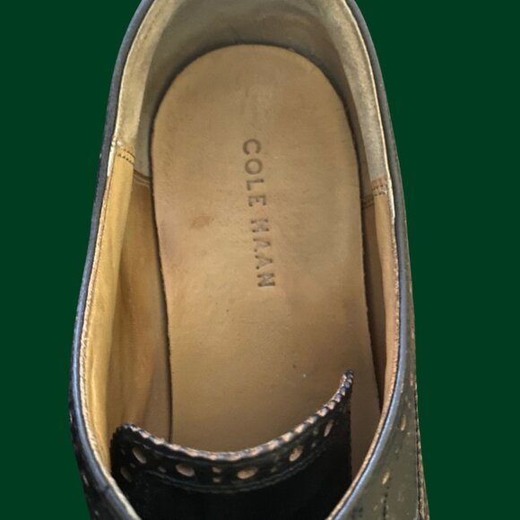 Cole Haan Black Leather Brogue Wingtip Oxfords | Size 13.5 - Picture 5 of 6
